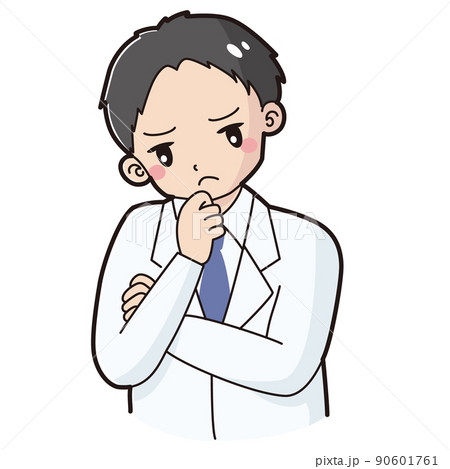 考え事をしている白衣を着た男性のイラスト 考え事をしている白衣を着た男性のイラスト 90601761