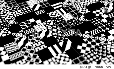 VJ 白黒 シンプル ジオメトリック タイル パネル [別Verあり] 90601789