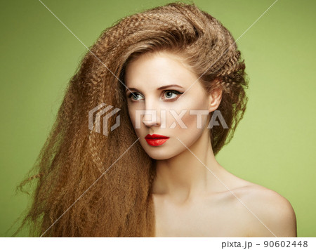 Portrait of beautiful sensual woman with elegant hairstyle.  Perfect makeup 90602448