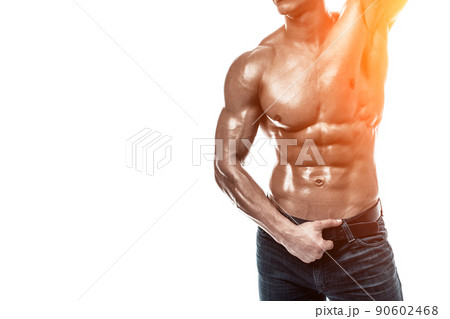 Part of a man's body on a white background with copyspace Part of a man's body on a white background with copyspace 90602468