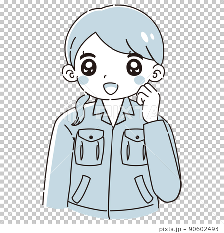 一個穿著工作服的女人做膽量姿勢的插圖 一個穿著工作服的女人做膽量姿勢的插圖 90602493