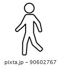歩いてる人物の全身のシンプルな線画アイコン/白背景 90602767