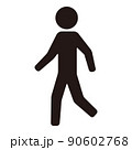 歩いてる人物の全身のシンプルなアイコン/白背景 90602768