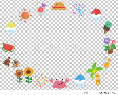 夏のイラスト素材・イメージ　円フレーム　 90604179