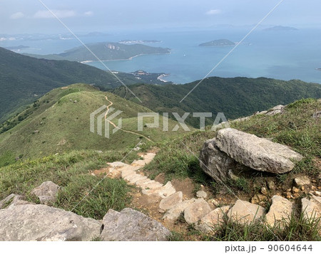 Lantau peak, Lantau Trail with long hiking trails in country park, second high peak in Hong Kong Lantau peak, Lantau Trail with long hiking trails in country park, second high peak in Hong Kong 90604644
