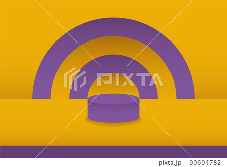 Luxury podium purple and yellow podium abstract background. Layout design, studio, room. Smooth gradient for banner. Vector illustration 90604782