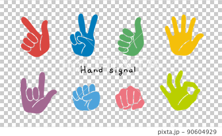 カラフルなハンドサイン カラフルなハンドサイン 90604929