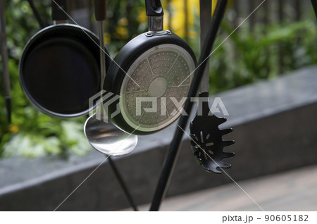 Hanging kitchen camping pot set. Hanging kitchen camping pot set. 90605182