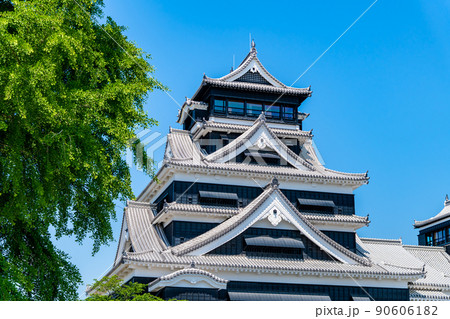 熊本県　熊本城　～天守閣と大銀杏～ 90606182