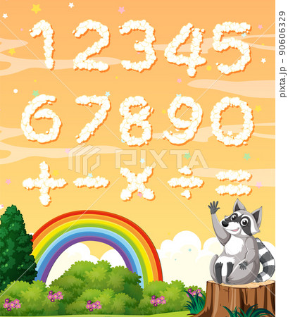 Number 0 to 9 with math symbols 90606329
