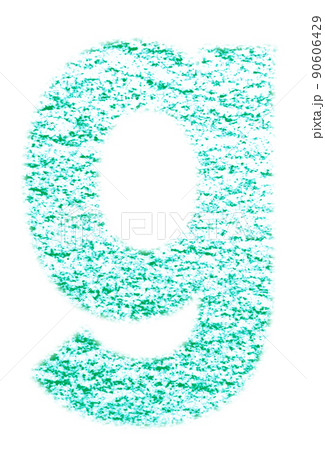 クレヨンで描かれたアルファベット g 小文字 緑色 背景白 高解像度 パス付 他色有り 90606429