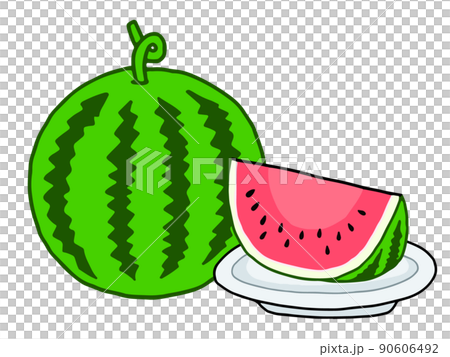 スイカ19_丸玉とカットC（皿あり） 90606492