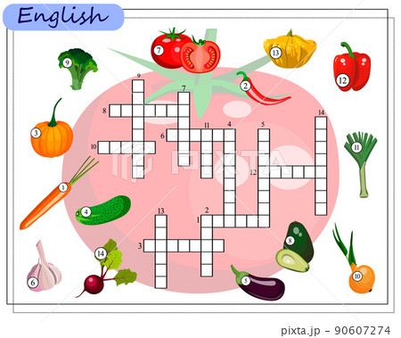 crossword puzzle, an educational game for children about vegetables. vector isolated on a white background 90607274