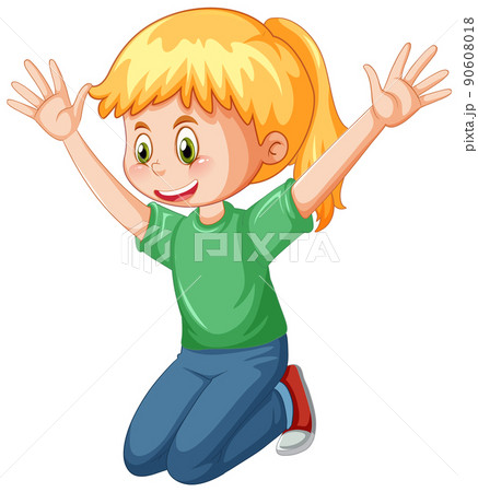 A happy girl sitting on white background 90608018