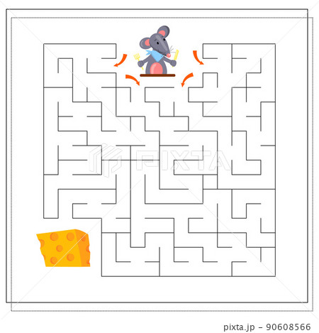 A logical game for children, help the rat to pass the maze and get to the cheese. 90608566