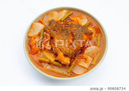 Sour Soup with Tilapia and Mixed Vegetables Sour Soup with Tilapia and Mixed Vegetables 90608734