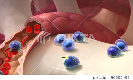Spread of healthy cell and cancer cell 90609495