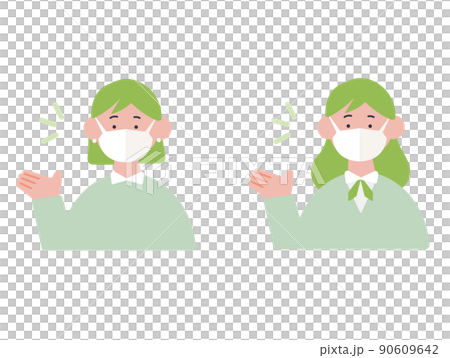 Illustration of a business person wearing a mask to guide 90609642