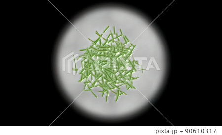 Intestinal villi with bacteria and viruses. 90610317
