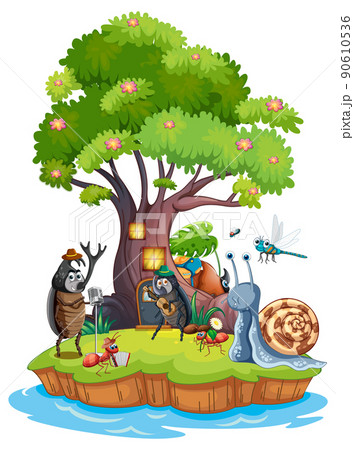 Cartoon insect and beetle in the forest Cartoon insect and beetle in the forest 90610536