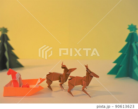 折り紙 サンタクロースとトナカイとクリスマスツリー - その他