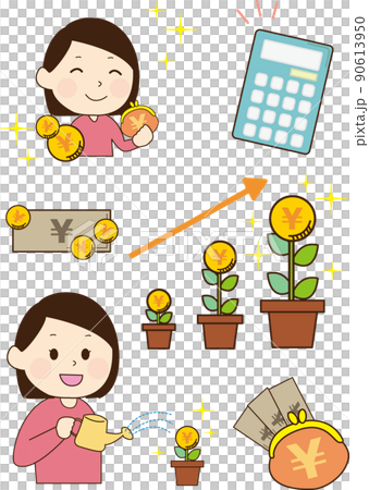 Savings (young woman) illustration 90613950