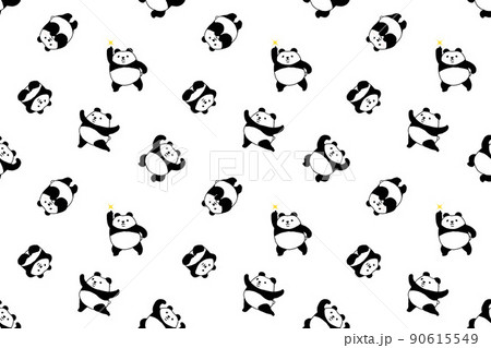 パンダ模様のシームレス背景パターンのイラスト素材