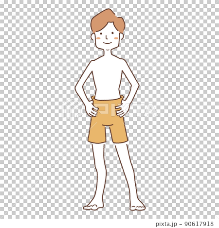 Vector material: A man in a swimsuit who puts... - Stock Illustration ...