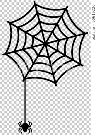 Simple silhouette illustration of spider web and spider 90619226