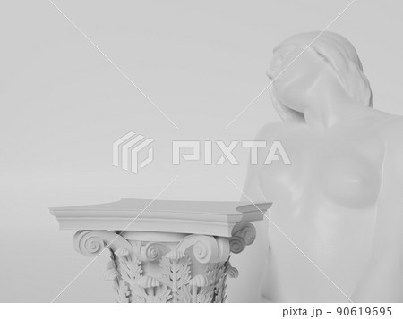 Antique freestanding column pedestal with classical sculpture background, stone statue. classic abstract luxury classical abstract podium cosmetic background. 3d rendering. 90619695