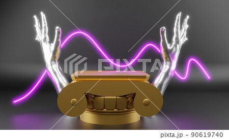 3D illustration of black hands on a black background. 90619740