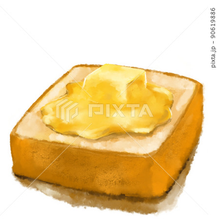 Toast with butter yellow milky spread dairy product watercolor painting illustration Toast with butter yellow milky spread dairy product watercolor painting illustration 90619886