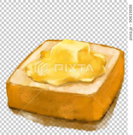 Toast with butter yellow milky spread dairy product watercolor painting illustration Toast with butter yellow milky spread dairy product watercolor painting illustration 90619886
