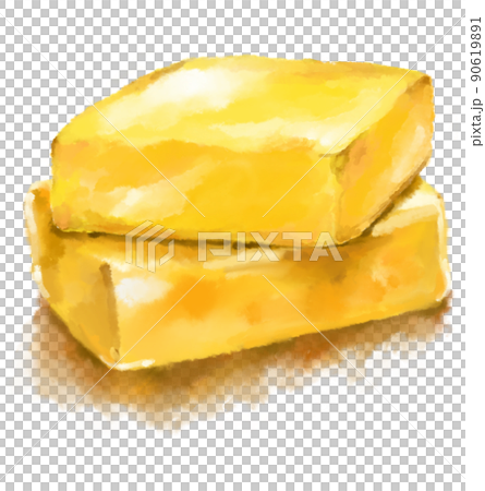 butter yellow milky spread dairy product watercolor painting illustration 90619891