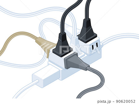 たこ足配線 複数のコードをつないだ危険な配線 たこ足配線 複数のコードをつないだ危険な配線 90620052
