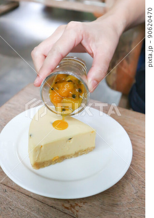 cheese cake ,cheese tart or cheese cake with passion fruit dressing topping cheese cake ,cheese tart or cheese cake with passion fruit dressing topping 90620470