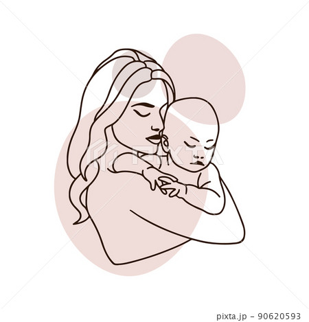 Young mother with a baby in her arms, nude colors 90620593