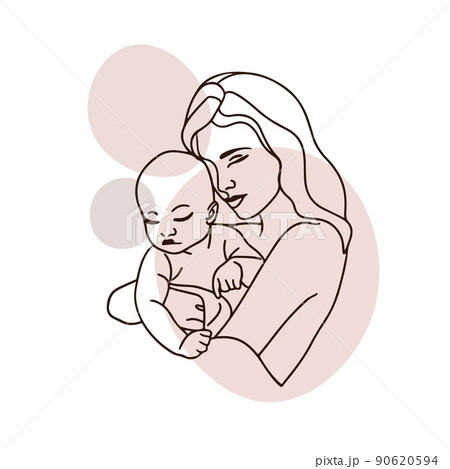 Young mother with a baby in her arms, nude colors 90620594