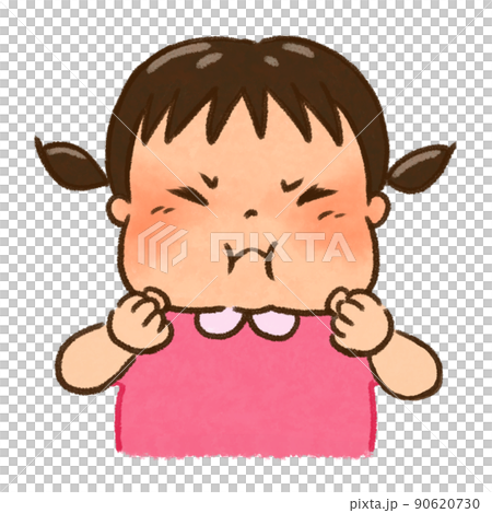 怒ってほっぺをふくらます女の子　上半身 90620730