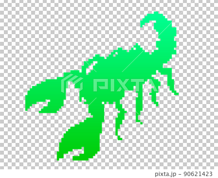 像素藝術蝎子剪影(綠色) 像素藝術蝎子剪影(綠色) 90621423