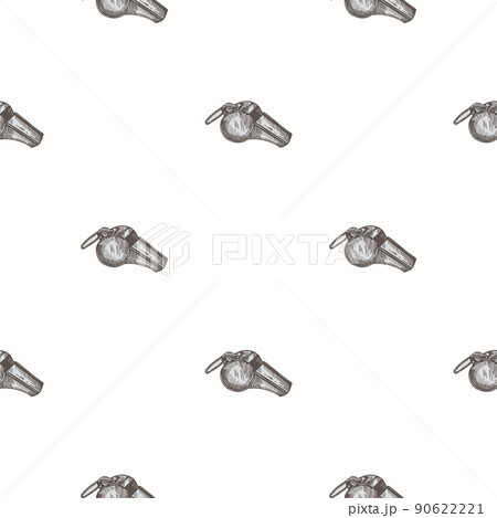Sport whistle engraving seamless pattern. Vintage background sport topic in hand drawn style. Sport whistle engraving seamless pattern. Vintage background sport topic in hand drawn style. 90622221
