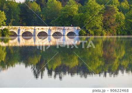 Old stone bridge over Vitek pond near Trebon, Southern Bohemia, Czech Republic 90622468
