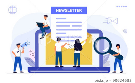 Subscribe newsletter envelope and newsletter Buttons template 90624682