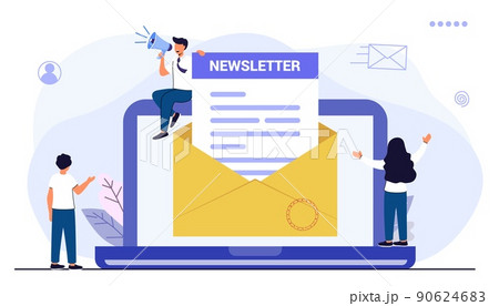 Subscribe newsletter envelope and newsletter Buttons template 90624683