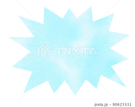 水彩で描かれた驚き吹き出し塗りイラスト 水色 パス付き 他色有り 90625331