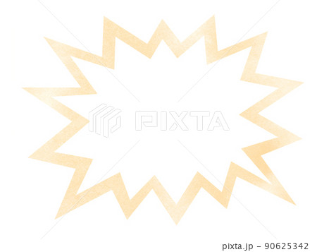 水彩で描かれた驚き吹き出しフレームイラスト オレンジ色 パス付き 他色有り 90625342