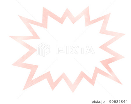 水彩で描かれた驚き吹き出しフレームイラスト 赤色 パス付き 他色有り 90625344