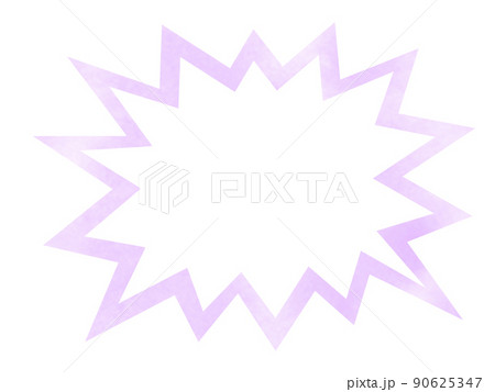 水彩で描かれた驚き吹き出しフレームイラスト 紫色 パス付き 他色有り 90625347