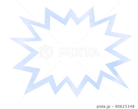 水彩で描かれた驚き吹き出しフレームイラスト 青色 パス付き 他色有り 90625348