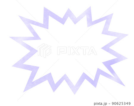 水彩で描かれた驚き吹き出しフレームイラスト 青紫色 パス付き 他色有り 90625349